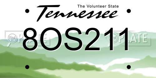 8OS211 Tennessee License Plate