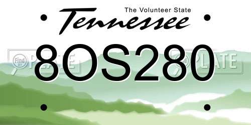 8OS280 Tennessee License Plate