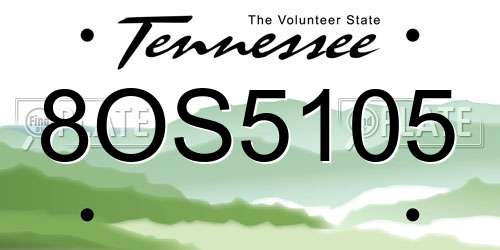 8OS5105 Tennessee License Plate