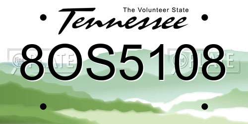 8OS5108 Tennessee License Plate