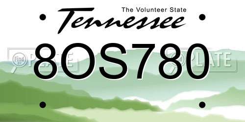 8OS780 Tennessee License Plate