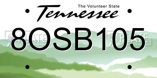 8OSB105 Tennessee License Plate