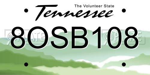 8OSB108 Tennessee License Plate