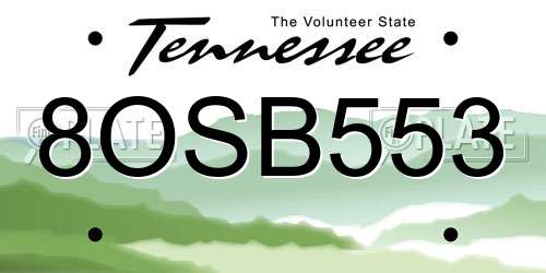 8OSB553 Tennessee License Plate