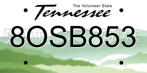 8OSB853 Tennessee License Plate