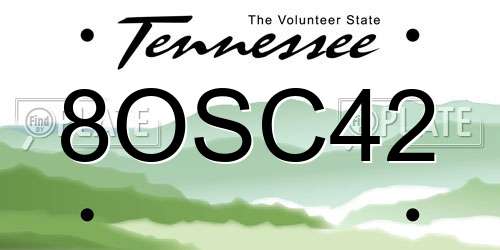 8OSC42 Tennessee License Plate