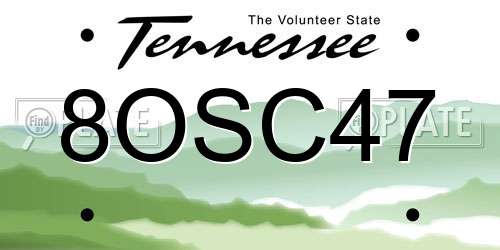 8OSC47 Tennessee License Plate