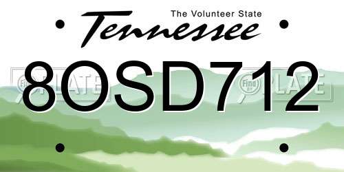 8OSD712 Tennessee License Plate