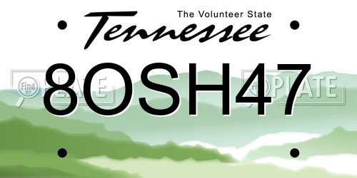 8OSH47 Tennessee License Plate