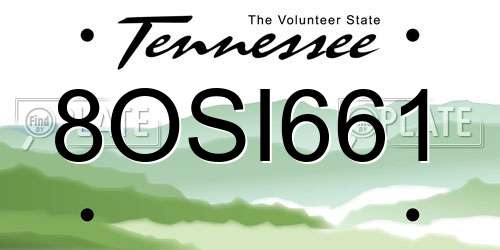 8OSI661 Tennessee License Plate