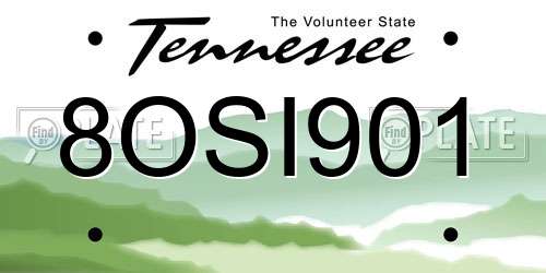 8OSI901 Tennessee License Plate