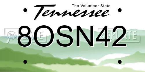8OSN42 Tennessee License Plate