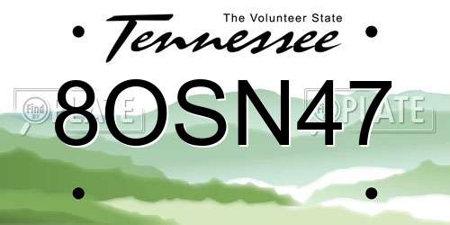 8OSN47 Tennessee License Plate