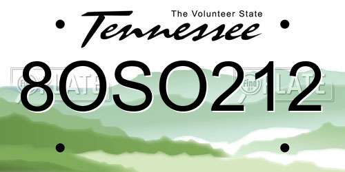 8OSO212 Tennessee License Plate