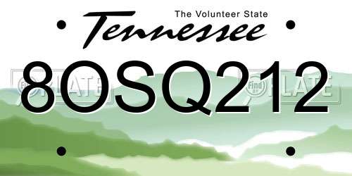 8OSQ212 Tennessee License Plate