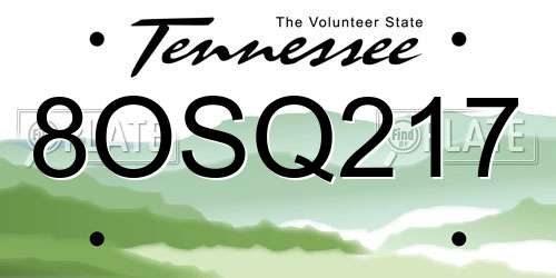 8OSQ217 Tennessee License Plate