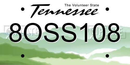 8OSS108 Tennessee License Plate