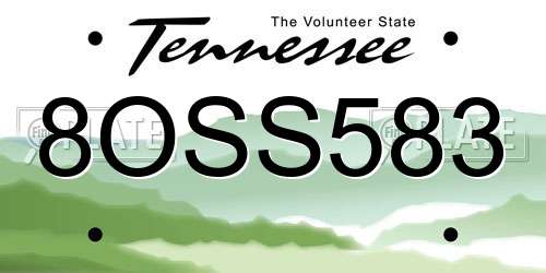 8OSS583 Tennessee License Plate