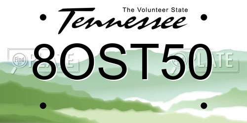 8OST50 Tennessee License Plate