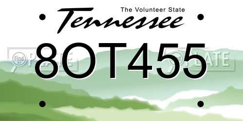8OT455 Tennessee License Plate