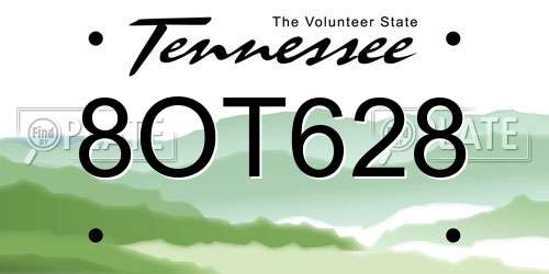 8OT628 Tennessee License Plate