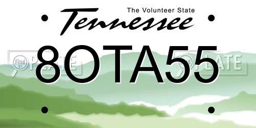 8OTA55 Tennessee License Plate