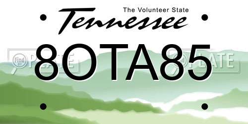 8OTA85 Tennessee License Plate