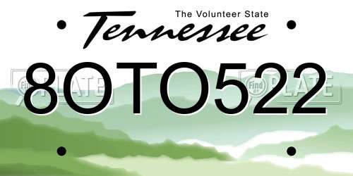 8OTO522 Tennessee License Plate