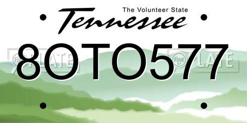 8OTO577 Tennessee License Plate