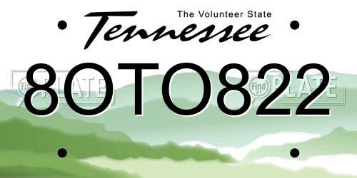 8OTO822 Tennessee License Plate