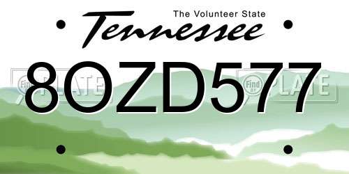 8OZD577 Tennessee License Plate