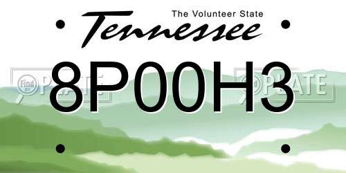 8P00H3 Tennessee License Plate