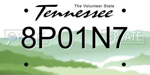 8P01N7 Tennessee License Plate