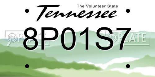 8P01S7 Tennessee License Plate