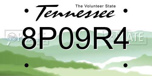 8P09R4 Tennessee License Plate