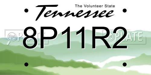 8P11R2 Tennessee License Plate