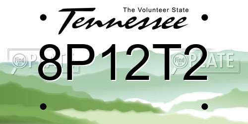 8P12T2 Tennessee License Plate