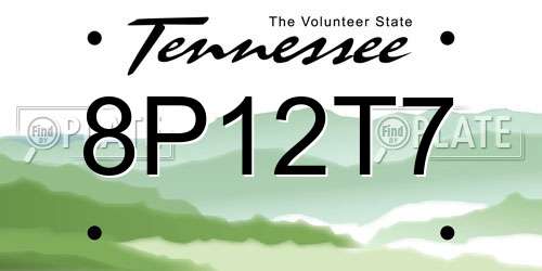 8P12T7 Tennessee License Plate