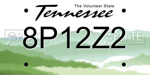 8P12Z2 Tennessee License Plate