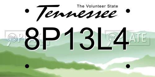 8P13L4 Tennessee License Plate