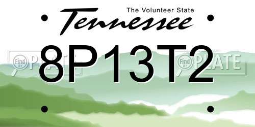 8P13T2 Tennessee License Plate