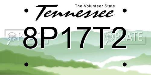 8P17T2 Tennessee License Plate