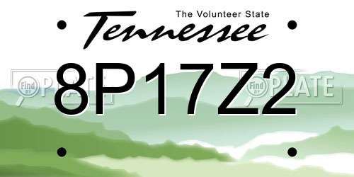 8P17Z2 Tennessee License Plate