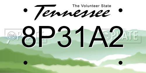 8P31A2 Tennessee License Plate