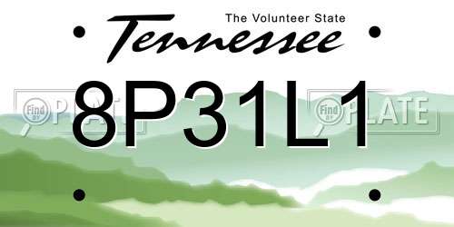 8P31L1 Tennessee License Plate