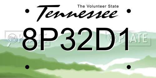 8P32D1 Tennessee License Plate