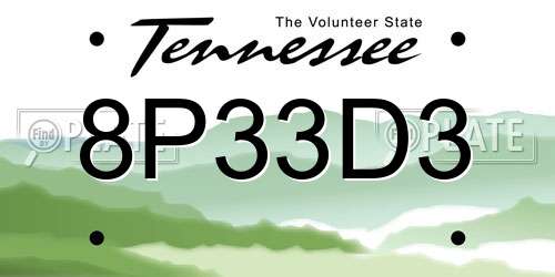 8P33D3 Tennessee License Plate
