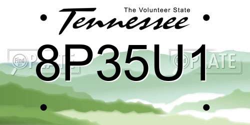 8P35U1 Tennessee License Plate
