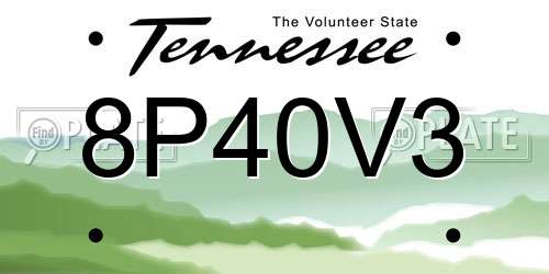 8P40V3 Tennessee License Plate