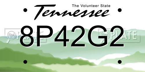 8P42G2 Tennessee License Plate